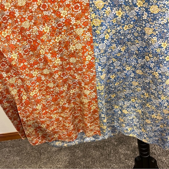 Natural Life Blue and Orange Floral a-line midi Dress size medium - Picture 3 of 11